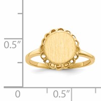 14K Yellow Gold 8.5x 9.0mm Oval Open Back Scalloped Edge Signet Ring view 5
