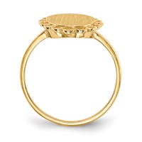 14K Yellow Gold 9.0x12.0mm Oval Open Back Scalloped Edge Signet Ring view 2