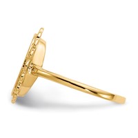 14K Yellow Gold 9.0x12.0mm Oval Open Back Scalloped Edge Signet Ring view 3