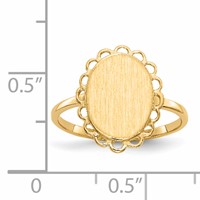 14K Yellow Gold 9.0x12.0mm Oval Open Back Scalloped Edge Signet Ring view 5