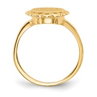 14K Yellow Gold 9.0x 11.5mm Oval Open Back Scalloped Edge Signet Ring view 2