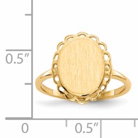 14K Yellow Gold 9.0x 11.5mm Oval Open Back Scalloped Edge Signet Ring view 5