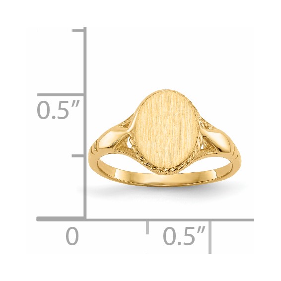 14k 8.5x6.5mm Open Back Size 3 Childs Oval Signet Ring