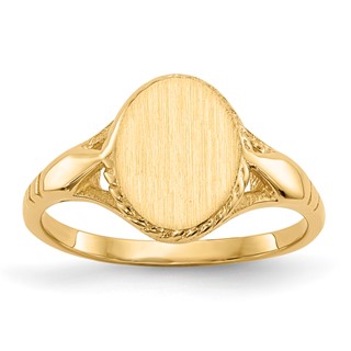 14k 8.5x6.5mm Open Back Size 3 Childs Oval Signet Ring