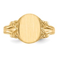 14K Yellow Gold 8.0x 10.0mm Oval Open Back Signet Ring view 4
