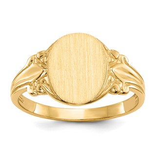14k 8.0x10.0mm Oval Open Back Signet Ring