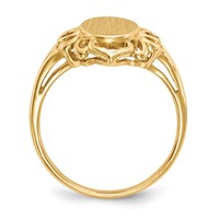 14K Yellow Gold 7.5x 10.5mm Oval Open Back Filigree Heart Edge Signet Ring view 2