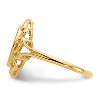 14K Yellow Gold 7.5x 10.5mm Oval Open Back Filigree Heart Edge Signet Ring view 3