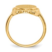 14K Yellow Gold 11.0x12.5mm Oval Open Back Filigree Edge Signet Ring view 2