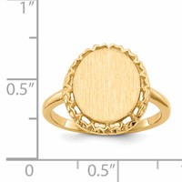 14K Yellow Gold 11.0x12.5mm Oval Open Back Filigree Edge Signet Ring view 5