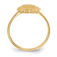14K 7.0x13.0mm Oval Open Back Scalloped Edge Signet Ring view 2
