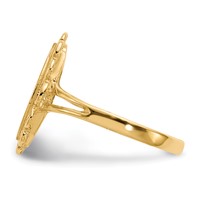 14K 7.0x13.0mm Oval Open Back Scalloped Edge Signet Ring view 3