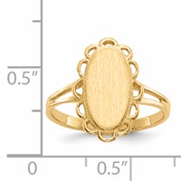 14K 7.0x13.0mm Oval Open Back Scalloped Edge Signet Ring view 5