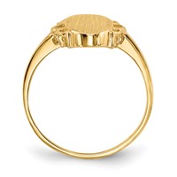 14K Yellow Gold 7.0x 14.5mm Oval Open Back Scalloped Edge Signet Ring view 2