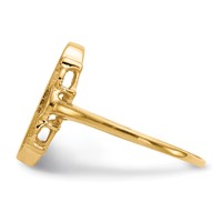 14K Yellow Gold 7.0x 14.5mm Oval Open Back Scalloped Edge Signet Ring view 3