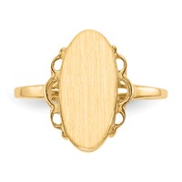 14K Yellow Gold 7.0x 14.5mm Oval Open Back Scalloped Edge Signet Ring view 4
