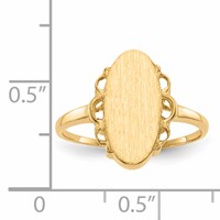 14K Yellow Gold 7.0x 14.5mm Oval Open Back Scalloped Edge Signet Ring view 5