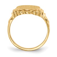 14K Yellow Gold 10.5x 14.0mm Oval Open Back Scalloped Edge Signet Ring view 2