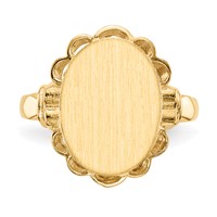 14K Yellow Gold 10.5x 14.0mm Oval Open Back Scalloped Edge Signet Ring view 4