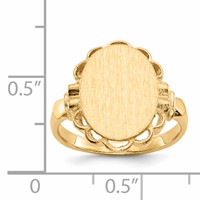 14K Yellow Gold 10.5x 14.0mm Oval Open Back Scalloped Edge Signet Ring view 5