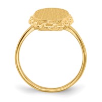 14K Yellow Gold 9.0x 16.0mm Oval Open Back Scalloped Edge Signet Ring view 2
