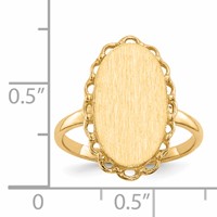 14K Yellow Gold 9.0x 16.0mm Oval Open Back Scalloped Edge Signet Ring view 5