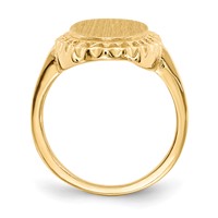 14K Yellow Gold 9.5x 16.5mm Oval Open Back Filigree Edge Signet Ring view 2