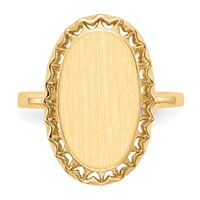 14K Yellow Gold 9.5x 16.5mm Oval Open Back Filigree Edge Signet Ring view 4