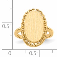 14K Yellow Gold 9.5x 16.5mm Oval Open Back Filigree Edge Signet Ring view 5
