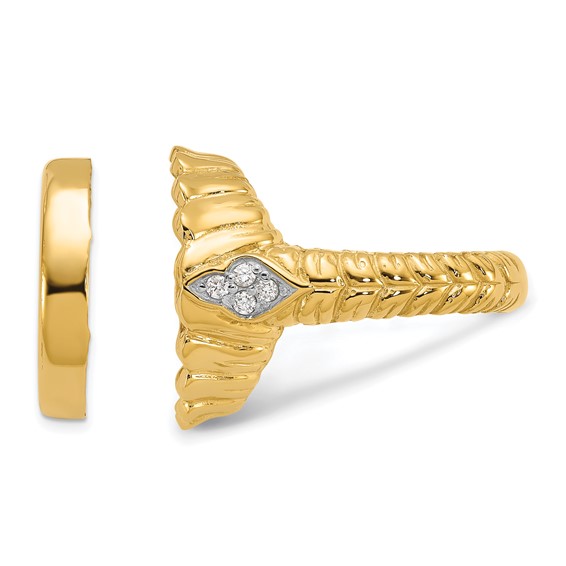 14k Rhodium Ladies' Braided Band Diamond Coin Bezel Ring            