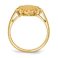 14K Yellow Gold 0.50 Point AA Diamond 6.0x 11.5mm Oval Open Back Scalloped Edge Signet Ring view 2