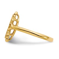 14K Yellow Gold 0.50 Point AA Diamond 6.0x 11.5mm Oval Open Back Scalloped Edge Signet Ring view 3