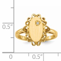 14K Yellow Gold 0.50 Point AA Diamond 6.0x 11.5mm Oval Open Back Scalloped Edge Signet Ring view 5