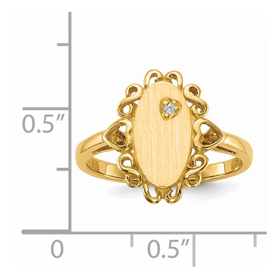 Gold Polished Diamond Signet Ring