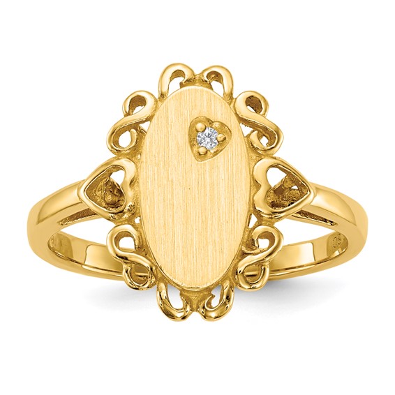 Gold Polished Diamond Signet Ring