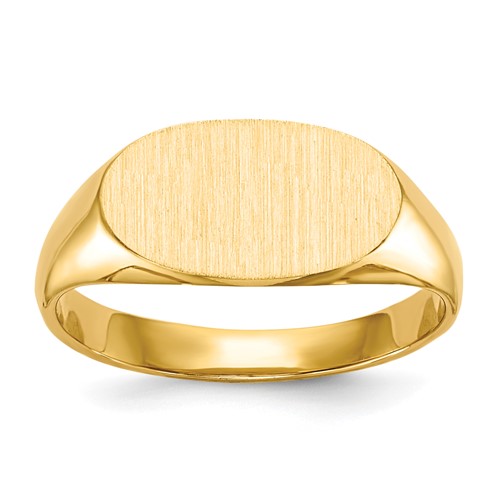14K Yellow Gold 6.25x 11.5mm Closed Back Oval Signet Ring, Size 4