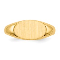 14K Yellow Gold 11.0x6.5mm Closed Back Oval Signet Ring - Size 4 view 4