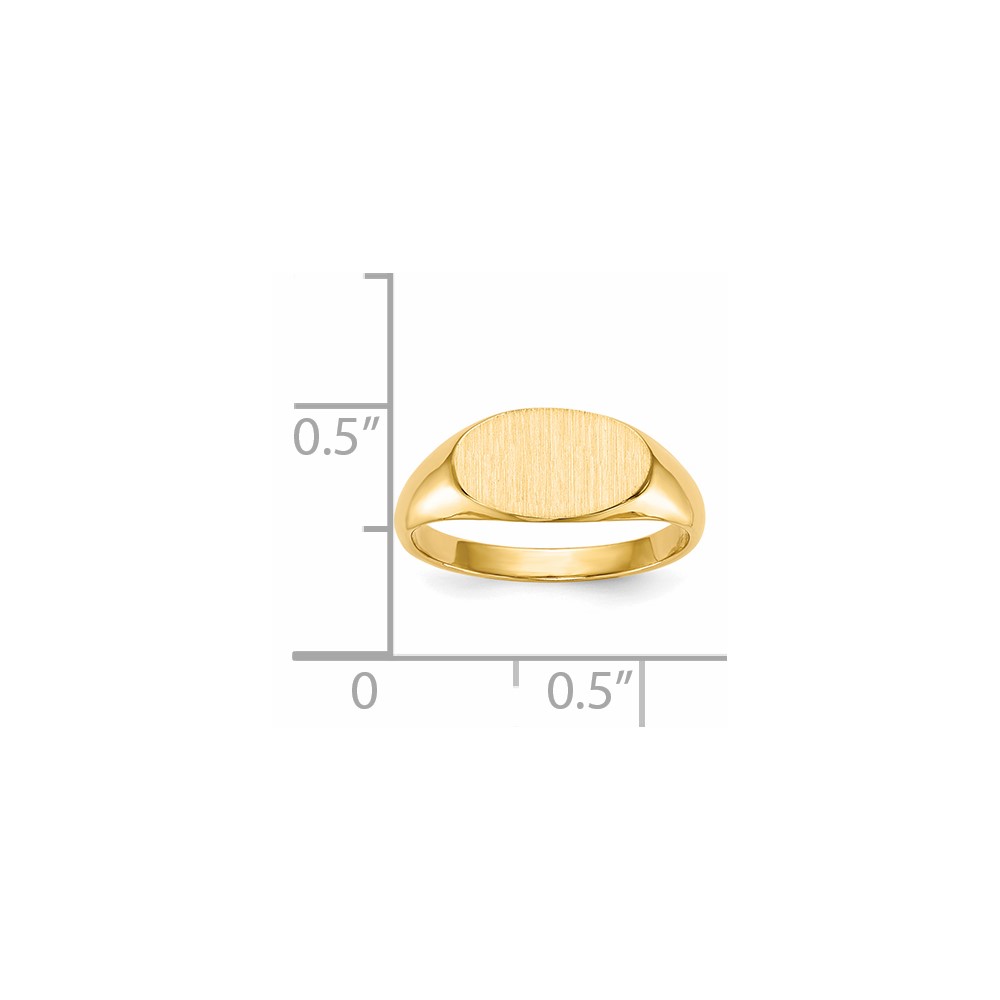 14k 11.0x6.5mm Closed Back Children's Signet Ring (RS240)