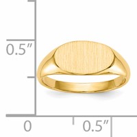 14K Yellow Gold 11.0x6.5mm Closed Back Oval Signet Ring - Size 4 view 5