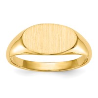14K Yellow Gold 11.0x6.5mm Closed Back Oval Signet Ring - Size 4 view 1