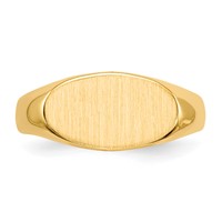 14K Yellow Gold 13.5x 7.0mm East-West Oval Closed Back Signet Ring view 4