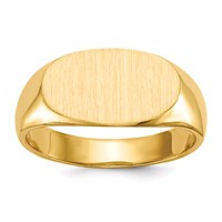 14K Yellow Gold 13.5x 7.0mm East-West Oval Closed Back Signet Ring view 1