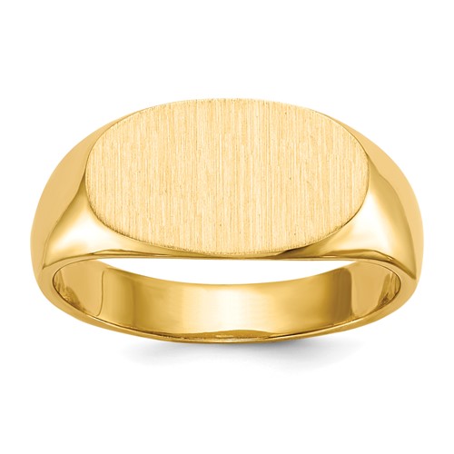 14K Yellow Gold 13.5x 7.0mm East-West Oval Closed Back Signet Ring