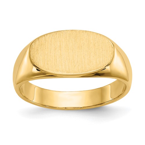 14K Yellow Gold 13.5x 8.0mm East-West Oval Closed Back Signet Ring