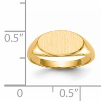 14K Yellow Gold 6.5x11.0mm Open Back Oval Signet Ring - Size 4 view 5