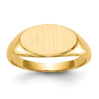 14K Yellow Gold 6.5x11.0mm Open Back Oval Signet Ring - Size 4 view 1