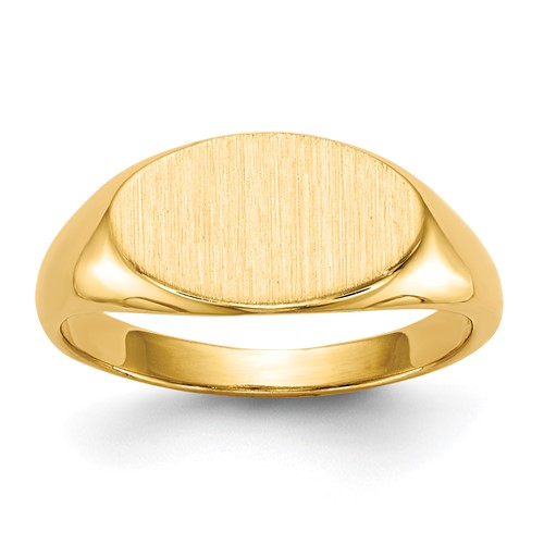 14K Yellow Gold 6.5x 11.0mm Open Back Oval Signet Ring, Size 4