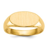 10K Yellow Gold 7.0x 13.5mm Oval Open Back Signet Ring view 1