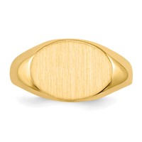 14K Yellow Gold 11.0x 7.5mm Closed Back Oval Signet Ring view 4