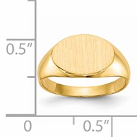 14K Yellow Gold 11.0x 7.5mm Closed Back Oval Signet Ring view 5